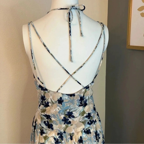 Free People Mulberry Floral Boho Blue Maxi Dress Size Small - Picture 7 of 12